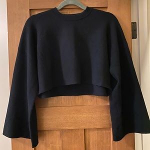 Black Zara Crop Bell Sleeve Sweater - M